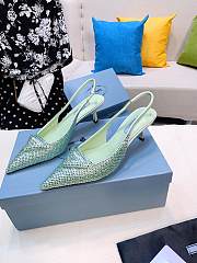 Prada satin slingback green crystals pumps 5.5cm - 3