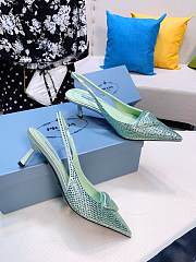 Prada satin slingback green crystals pumps 5.5cm - 2