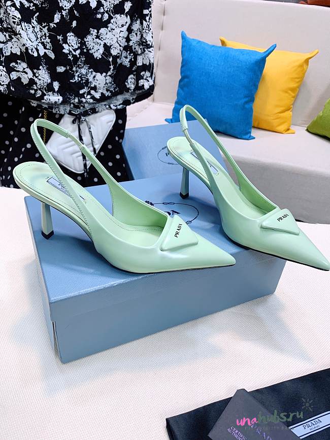 Prada satin slingback green pumps 7.5cm - 1