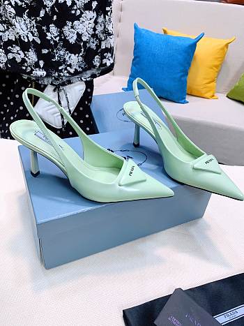 Prada satin slingback green pumps 7.5cm