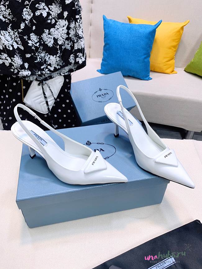 Prada satin slingback white pumps 7.5cm - 1