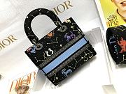 Dior Lady Black Multicolor Pixel Zodiac Embroidery Bag 24cm - 2