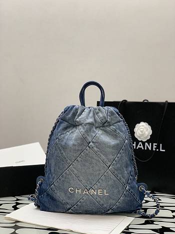 Chanel SS23 Denim Silver-Tone Hardware Backpack 