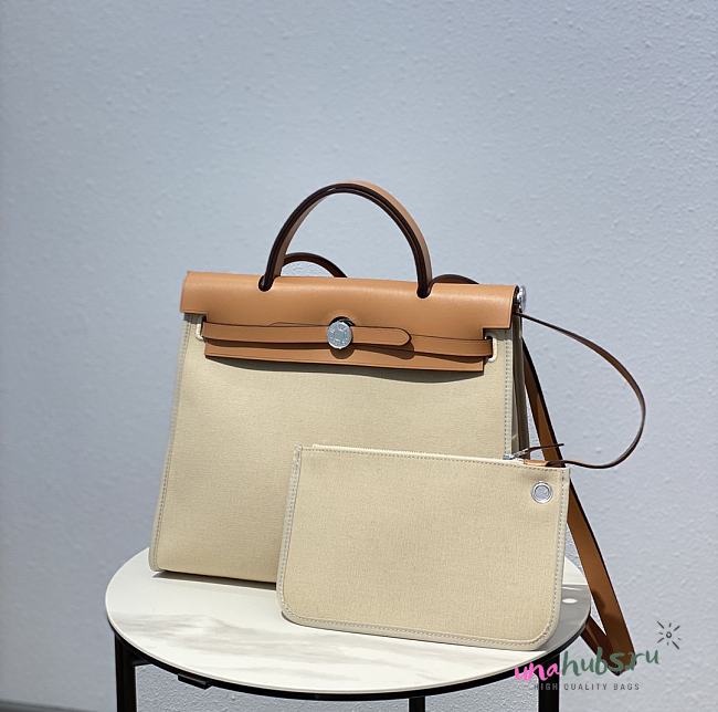 Hermes Herbag beige 31 Zip Leather Bag - 1