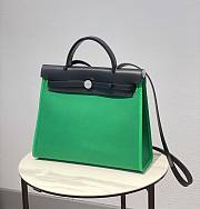 Hermes Herbag Green 31 Zip Leather Bag - 4