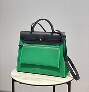 Hermes Herbag Green 31 Zip Leather Bag - 3