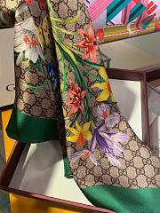 Gucci flower green scarf 90*90 - 4