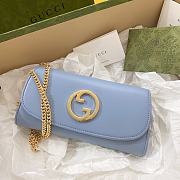 Gucci Blondie wallet on chain blue leather - 1