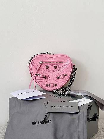 Balenciaga Le Cagole Heart Pink Leather Bag