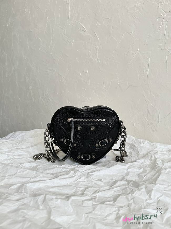 Balenciaga Le Cagole Heart Black Leather Bag - 1