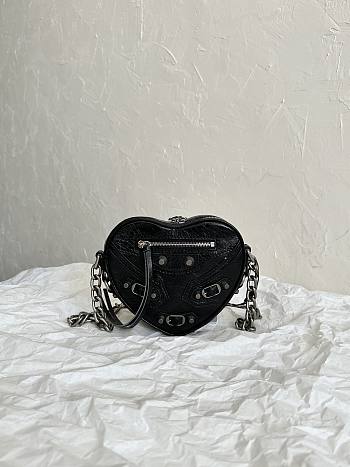 Balenciaga Le Cagole Heart Black Leather Bag