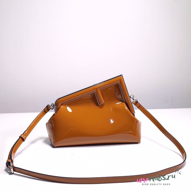 Fendi First Bag Brown Patent Leather 26cm - 1