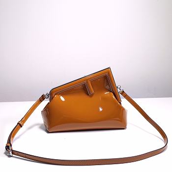 Fendi First Bag Brown Patent Leather 26cm