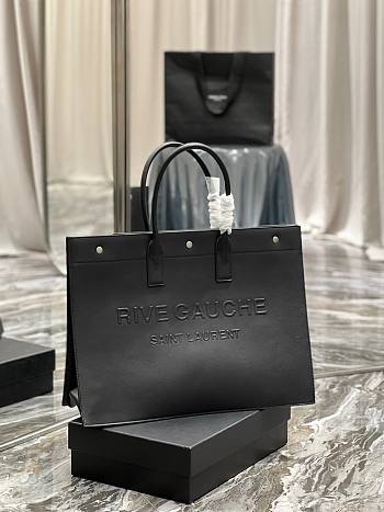 YSL Rive Gauche black leather tote shopping bag