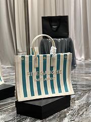 YSL Rive Gauche white green tote shopping bag - 1