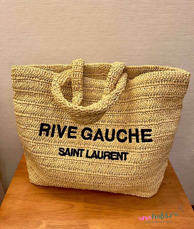 YSL Rive Gauche raffia-effect tote bag - 1