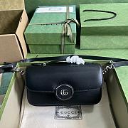 Gucci foldover-top black leather shoulder bag - 1