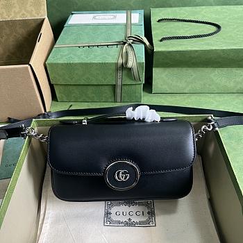 Gucci foldover-top black leather shoulder bag