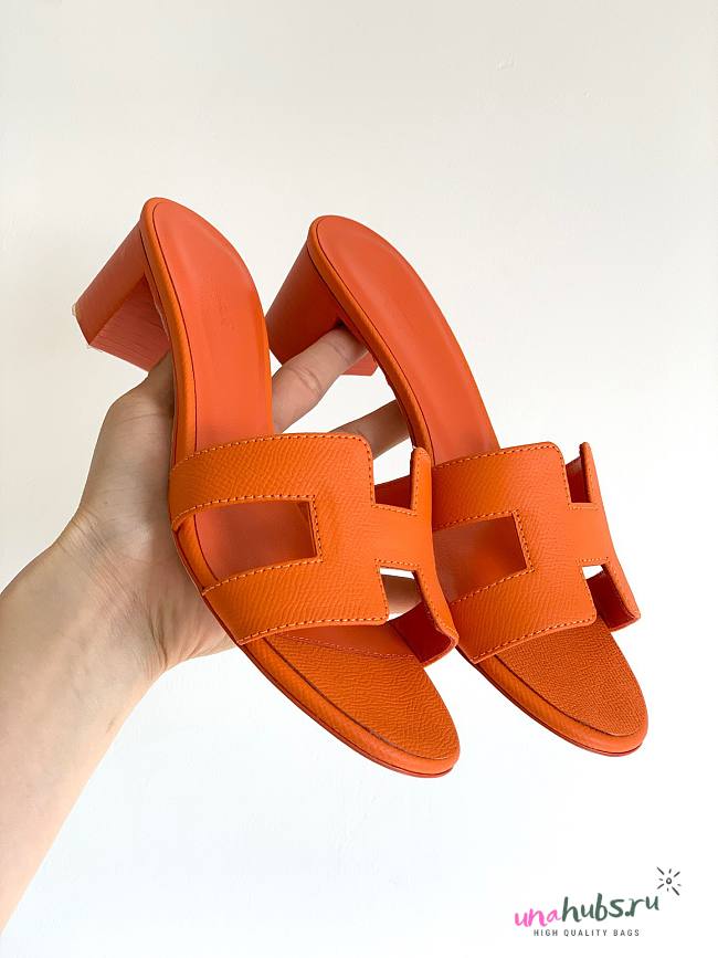 Hermes orange heeled slippers - 1