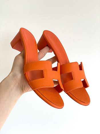 Hermes orange heeled slippers
