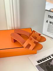 Hermes orange heeled slippers - 6