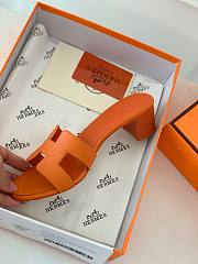 Hermes orange heeled slippers - 5
