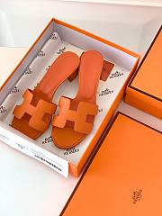Hermes orange heeled slippers - 4