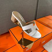 Hermes white heeled slippers 02 - 3