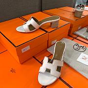 Hermes white heeled slippers 02 - 2