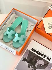 Hermes mint heeled slippers  - 1