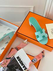 Hermes mint heeled slippers  - 6