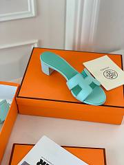 Hermes mint heeled slippers  - 3