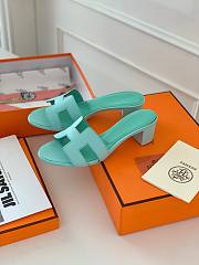 Hermes mint heeled slippers  - 2