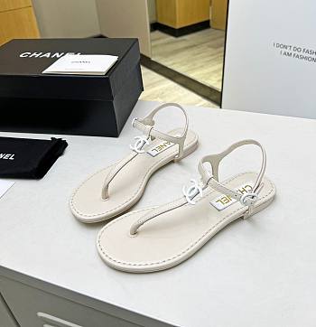 Chanel white CC sandals 