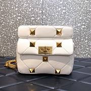 Valentino Garavani Roman Stud small quilted white leather bag - 1