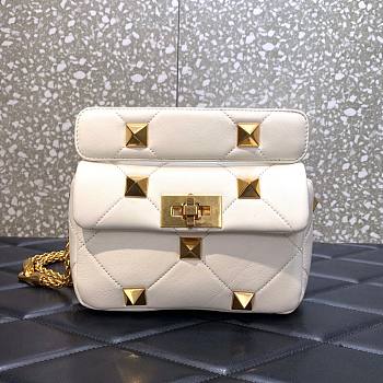 Valentino Garavani Roman Stud small quilted white leather bag