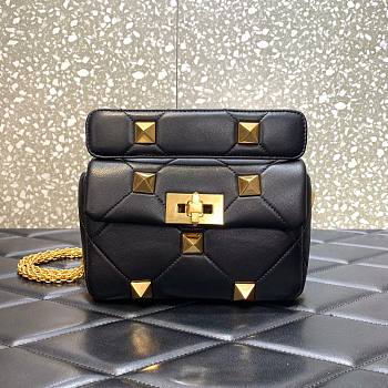 Valentino Garavani Roman Stud small quilted black leather shoulder bag