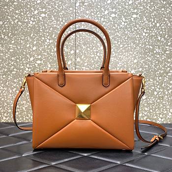 Valentino Garavani One stud brown leather tote bag