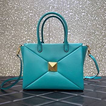 Valentino Garavani One stud blue leather tote bag