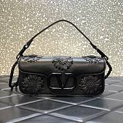 Valentino Garavani Loco Flower Black Leather Bag - 1