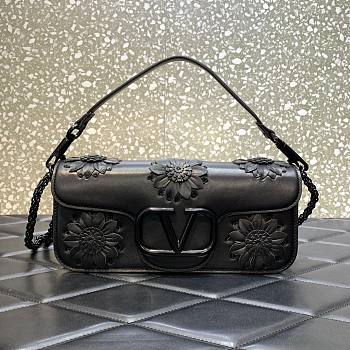 Valentino Garavani Loco Flower Black Leather Bag