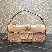 Valentino Garavani Loco Flower Beige Leather Bag - 1