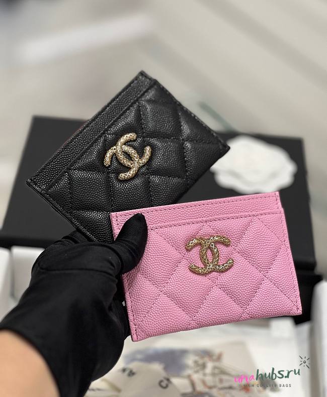 Chanel pink/ black card holder - 1