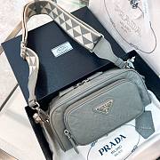 Prada Logo Plaque Zipped Grey Shoulder Bag - 1