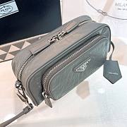 Prada Logo Plaque Zipped Grey Shoulder Bag - 4