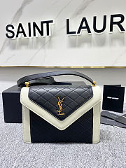 YSL Small Gaby Satchel Quilted Lambskin in White&Black  - 2