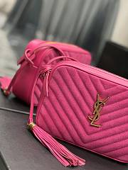 YSL Pink Quilted Suede Lou Camera Bag - 5