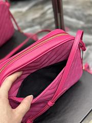 YSL Pink Quilted Suede Lou Camera Bag - 4