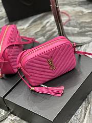 YSL Pink Quilted Suede Lou Camera Bag - 3