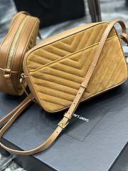 YSL Brown Quilted Suede Lou Camera Bag - 2